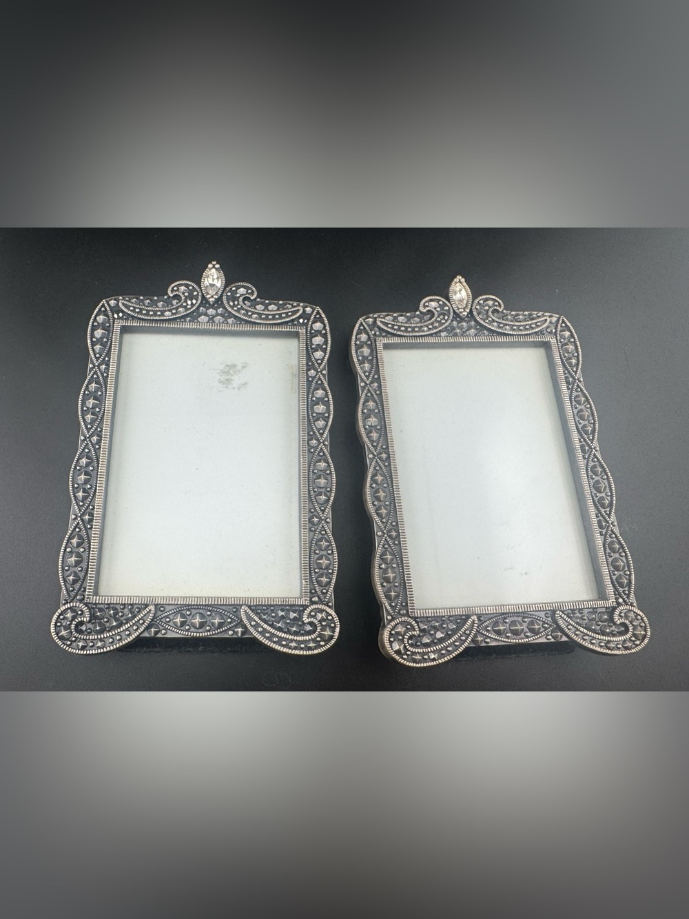 Set of 2 Carr Ornate Pewter Decorative Picture Frames Small